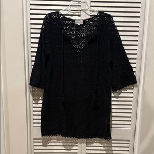 Black Lace Cover Up or Tunic Top